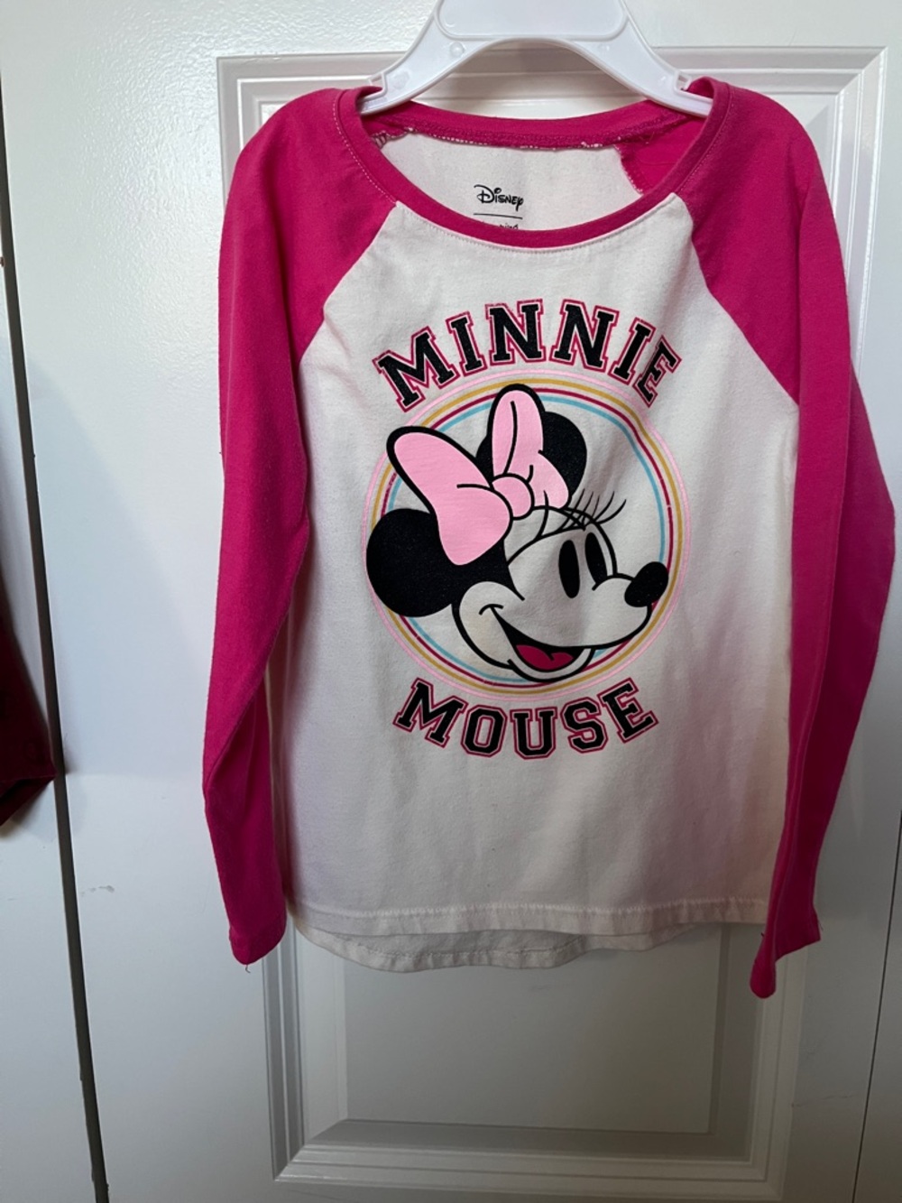 Disney Minnie Mouse Pink & White Long-Sleeve Raglan Tee